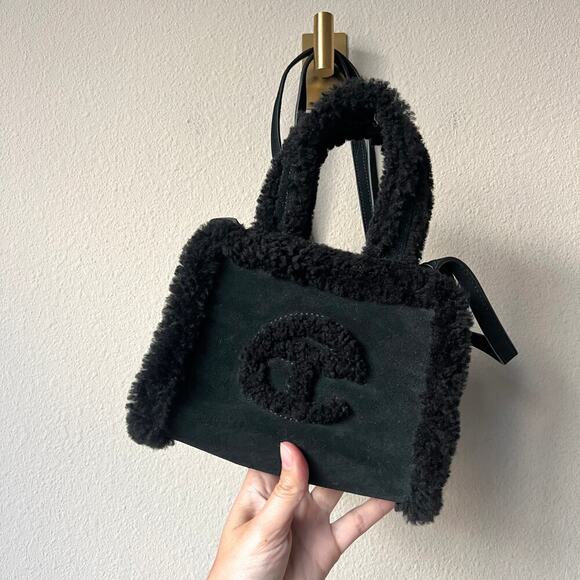 Telfar Handbags - Telfar x Ugg Black Shearling Suede Small Shopping Bag